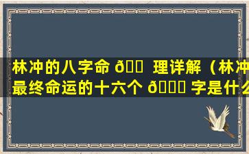 林冲的八字命 🐠 理详解（林冲最终命运的十六个 🍀 字是什么）